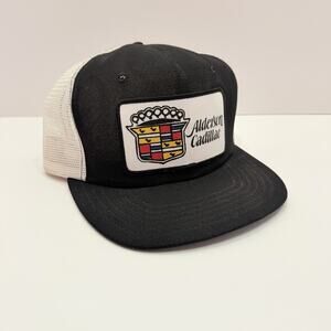 Vintage Alderson Cadillac SnapBack Trucker Mesh Hat Cap Patch Black Snap Back
